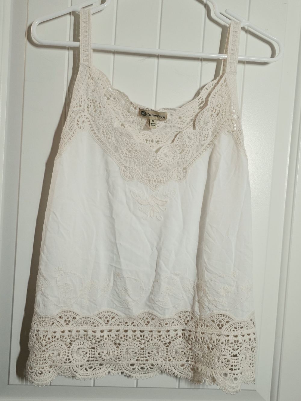 Democracy Ivory Crochet-Trim Camisole Tank